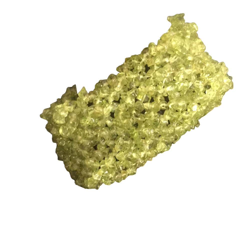 Raw Peridot Gemstone Chip Wide stretch Bracelet / Cuff